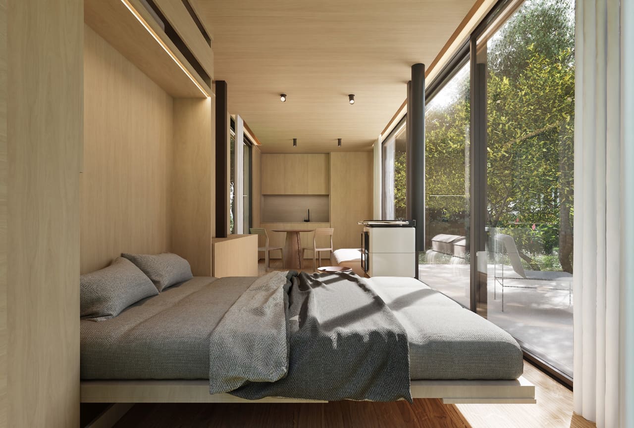 camera da letto nel modulo abitativo Casa Cini