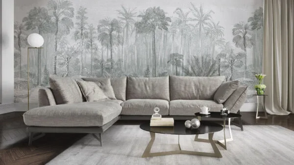 soggiorno con carta da parati