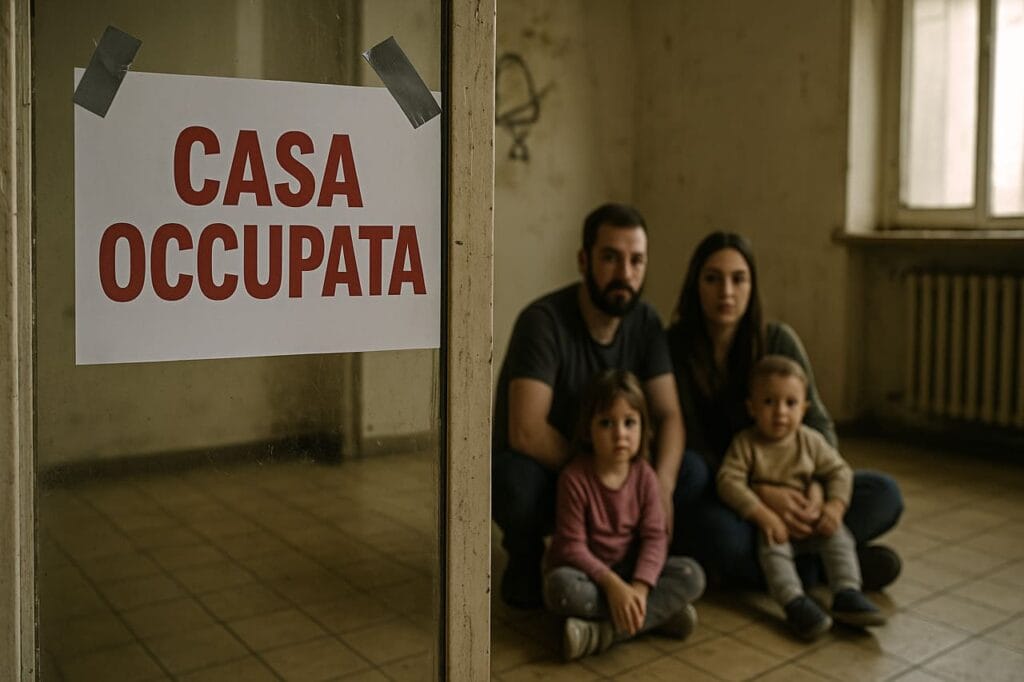famiglia che occupa una casa