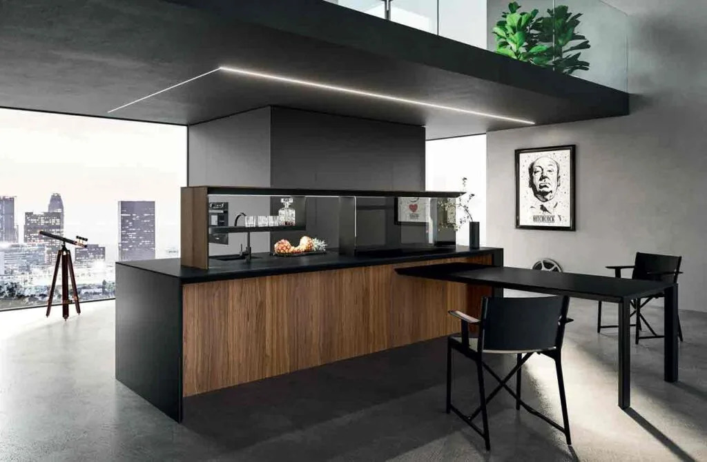 cucina di colore nero