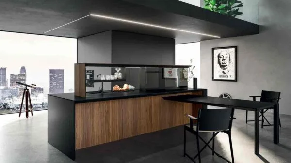 cucina di colore nero
