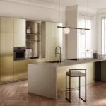 cucina con pavimento in parquet