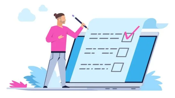 uomo che compila un modulo