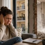 ragazza disturbata da lavori rumorosi