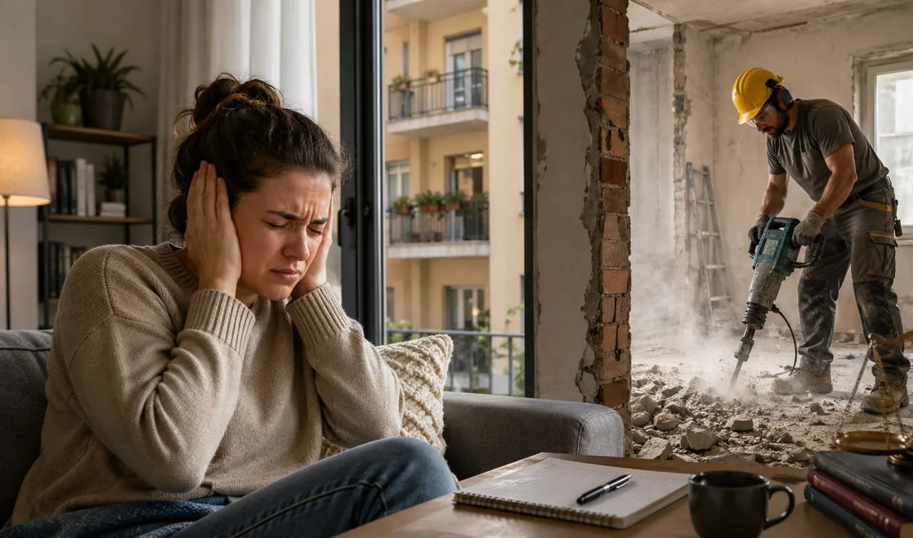 ragazza disturbata da lavori rumorosi