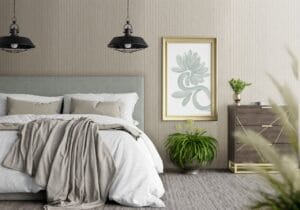 camera da letto con pannelli decorativi