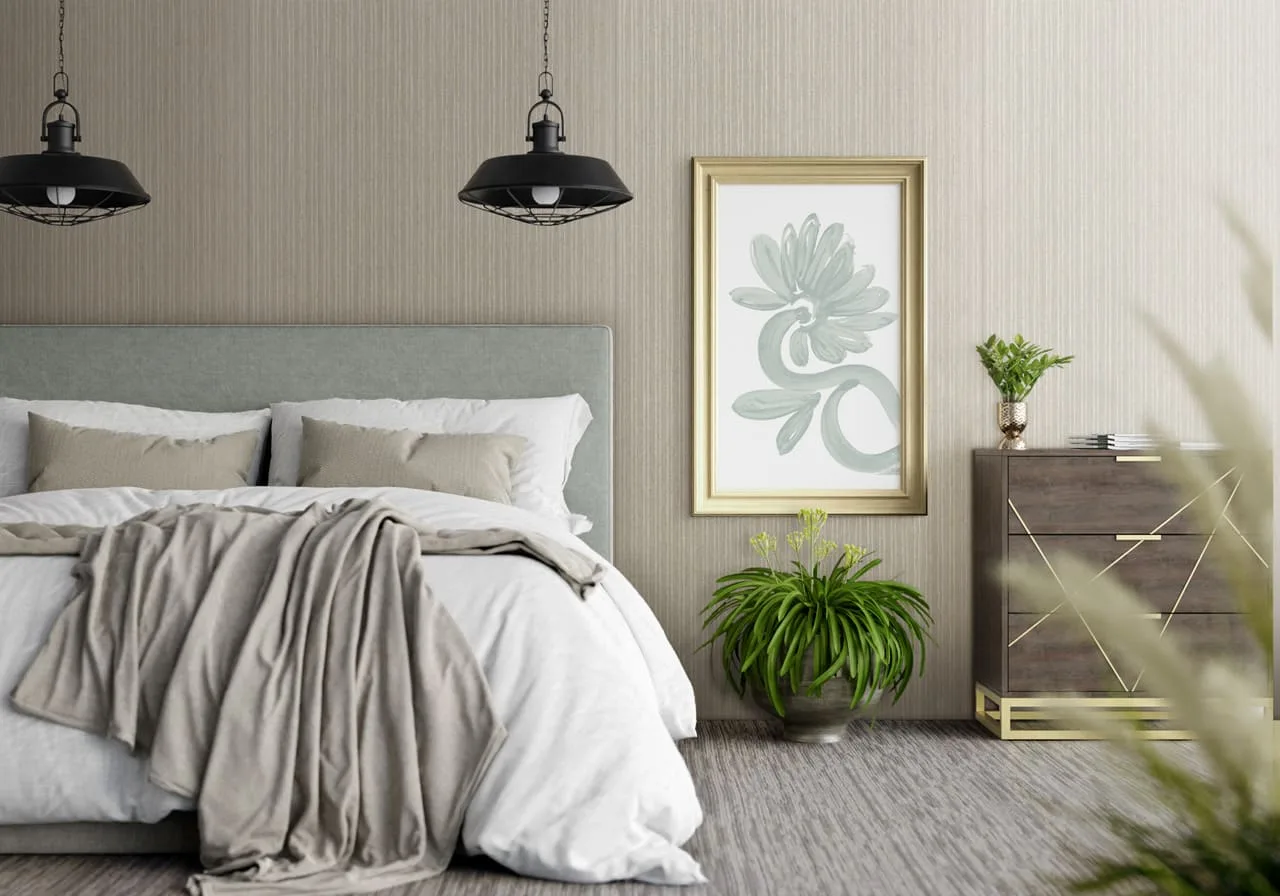 camera da letto con pannelli decorativi