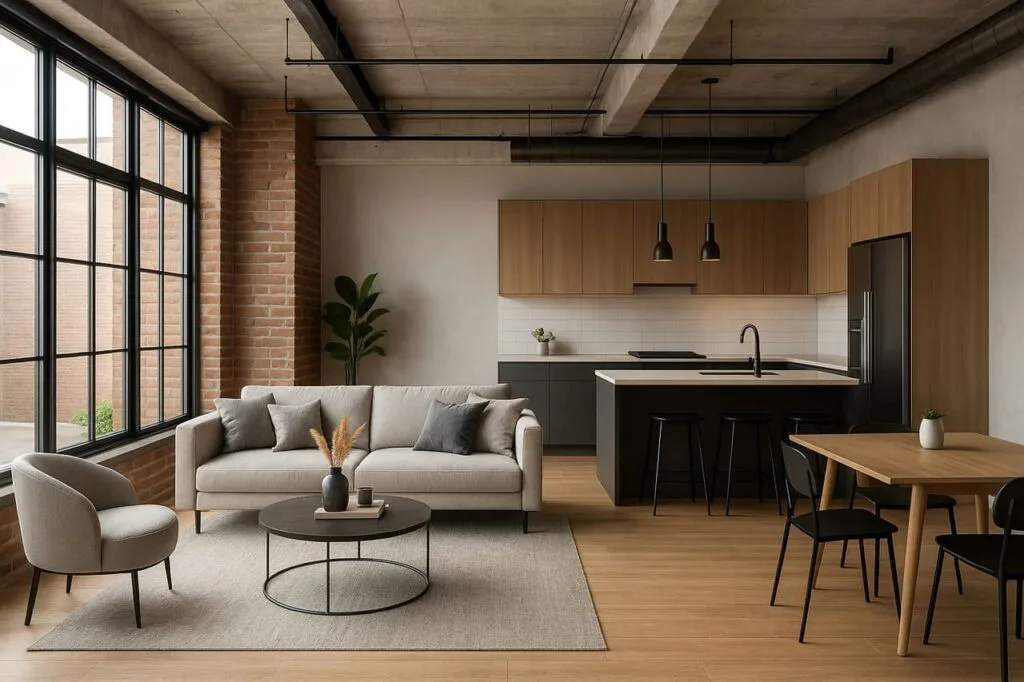 render di open space in loft