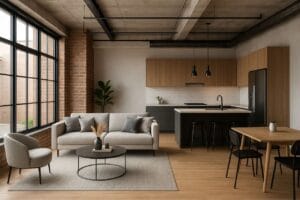 render di open space in loft