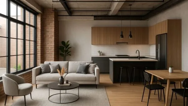 render di open space in loft