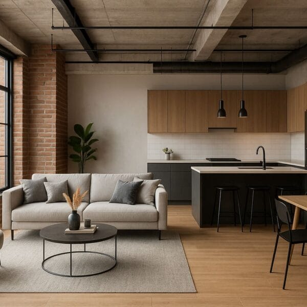render di open space in loft