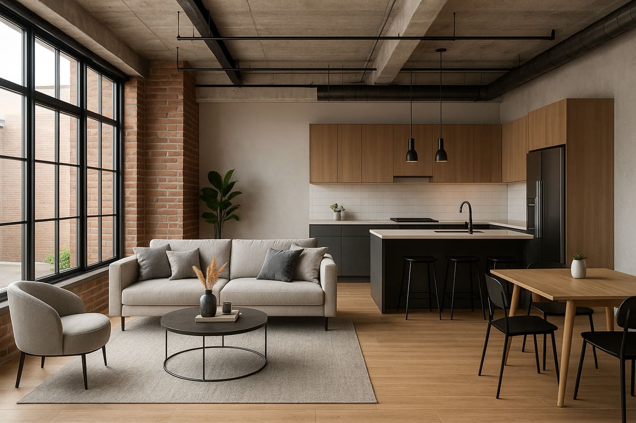 render di open space in loft