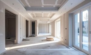 Cantiere di appartamento con pannelli isolanti