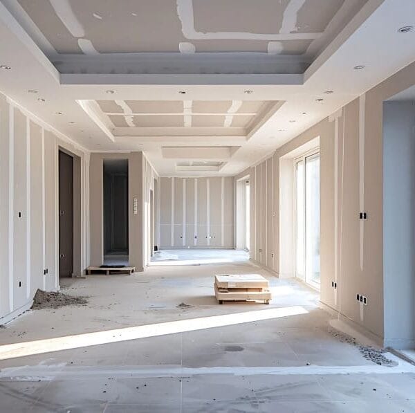 Cantiere di appartamento con pannelli isolanti