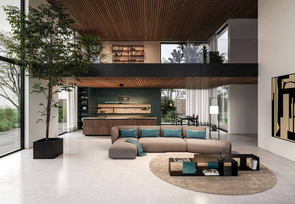 ambiente open space con soppalco