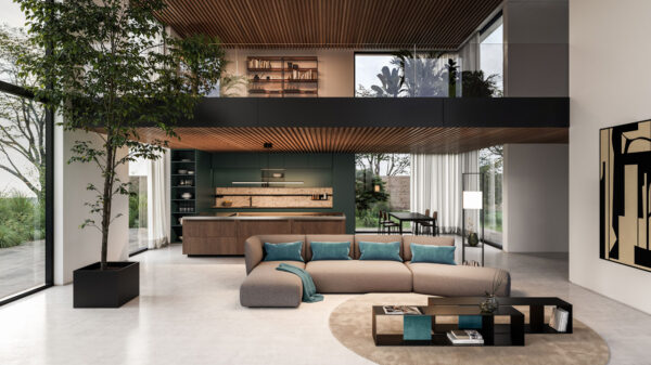 ambiente open space con soppalco