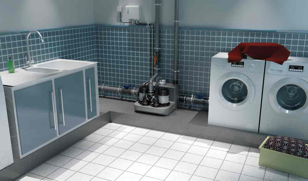 Sistema Di Sollevamento Wilo HiDrainlift 3-24 – 3700 L/h, 0,6 Bar, 250W, Compatto E Silenzioso Per Scarico Acque Sporche Senza Feci Da Docce E Lavandini
